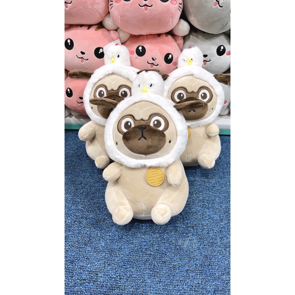 Gấu Bông Chó Nô Tài - Mèo Hoàng Thượng Cosplay Mũ Vịt - Chó Mèo Nhồi Bông Cao Cấp