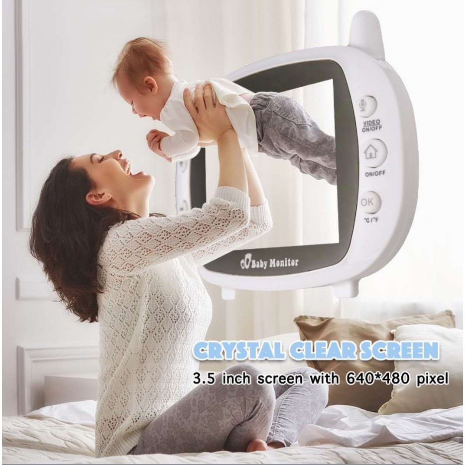 [Chính Hãng] Máy Báo Khóc Baby Monitor Màn Hình Lớn 3.5 In Siêu Nét, Tiếng To, Hồng Ngoại Quay Ban Đêm