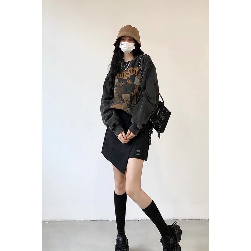 A024 Áo sweater nam nữ Travis Scott oversize đen loang thu đông Áo Hoodie nỉ hiphop dài tay cá tính unisex form rộng