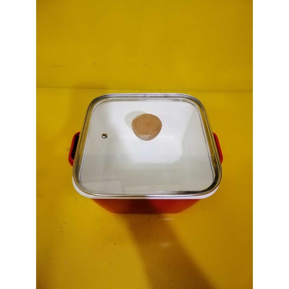 Nồi men hình vuông nội địa Nhật, size 21cm, cao 10cm (mã 734), Dùng được bếp từ