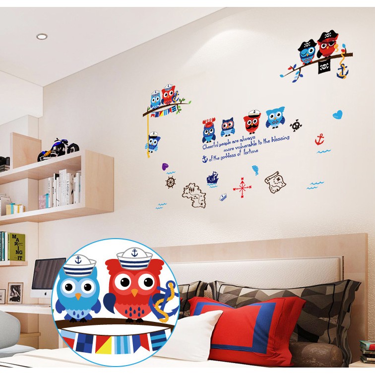 Decal trang trí cú mèo dễ thương