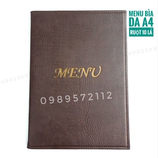 Menu bìa da cao cấp,menu da A4 (10 lá)