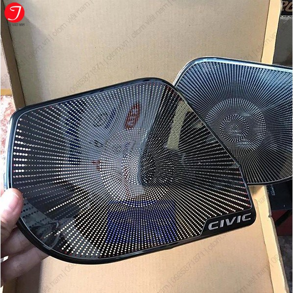 Ốp màng loa cánh cửa Honda Civic 2019-2023 titan vân xước cao cấp -ABF- Auto