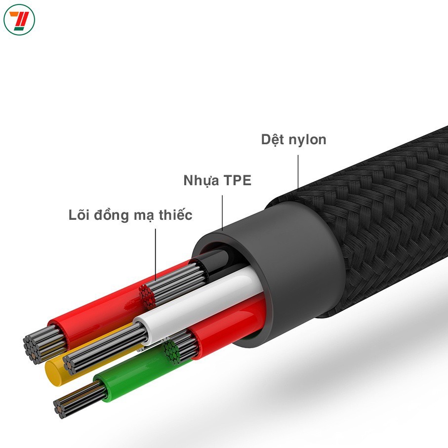 [Mã ELFLASH5 giảm 20K đơn 50K] Cáp sạc đa năng 3 đầu in 1gồm Type C, Lightning, Micro usb thương hiêu Bagi (Đen/ Đỏ)