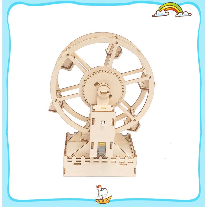 Đồ Chơi Lắp Ghép Mô Hình Vòng Đu Quay Mặt Trời, Đồ Chơi  Xếp Hình Thí Nghiệm DIY WOOD STEAM Cho Bé.