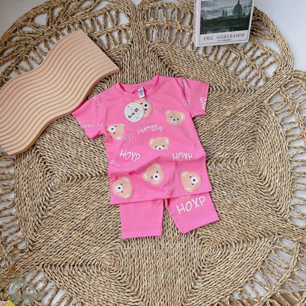 Bộ bé gái áo thun mặt gấu kèm quần legging cho bé