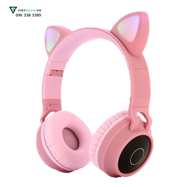 Tai nghe tai mèo cụp tai BT028C Bluetooth, led RGB, bass khỏe | BigBuy360 - bigbuy360.vn