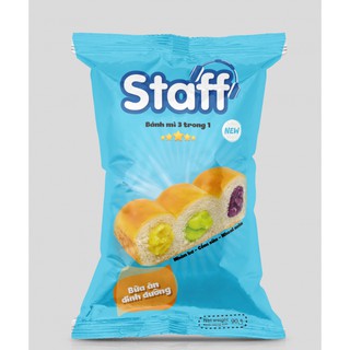 BÁNH MÌ 3 TRONG 1 NHÂN BƠ - CỐM SỮA - KHOAI MÔN STAFF 90G