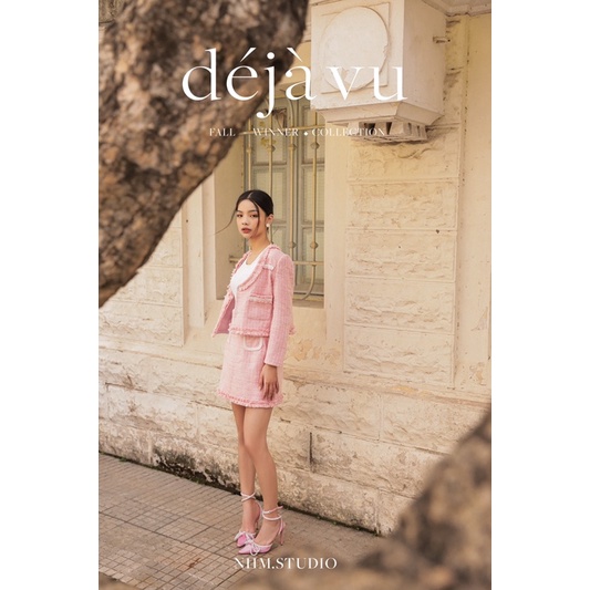 Set dạ tweed hồng phấn cao cấp - SWEET PINK SET