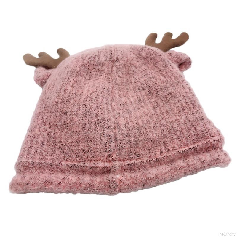 Mũ len kiểu dáng tuần lộc có gắn sừng dễ thương cho bé