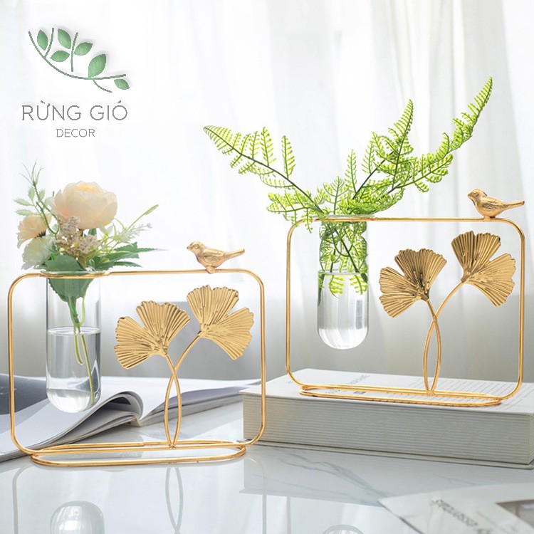 Lọ hoa thủy tinh viền kim loại, trang trí decor sang trọng tinh tế, ảnh thật, giá bán cho 1 lọ ( không kèm hoa)