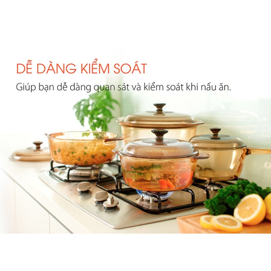 Bộ 4 Nồi Thủy Tinh Visions VS-339/CL1 ,Được làm từ thủy tinh cao cấp, đảm bảo an toàn thực phẩm khi nấu
