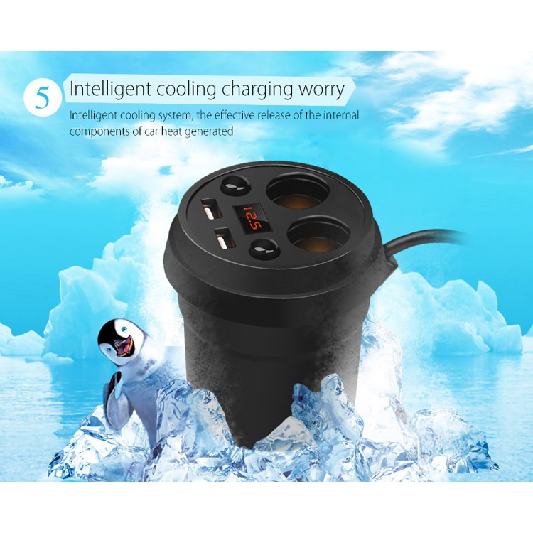 Bộ Chia Tẩu Sạc Và 2 Cổng USB Car Charger 2 USB PORTS Cao Cấp Trên Ô Tô