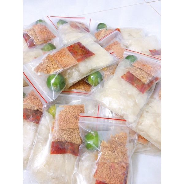 Bánh tráng phơi sương sợi dẻo túi zip (combo: muối, tắc, sate, tỏi sấy)