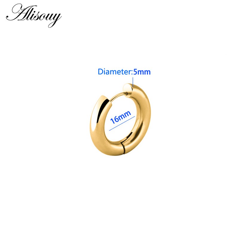 Set 2 Khuyên Tai Dạng Vòng 5mm Bằng Thép Không Gỉ Thời Trang Cho Nữ