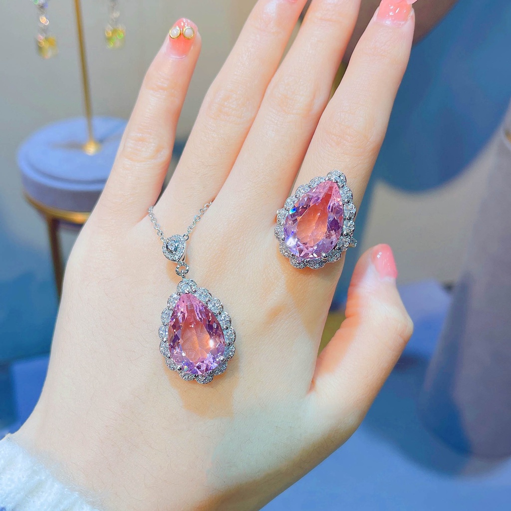 Mặt Dây Chuyền Hình Tổ Chim 7.5 Karat Màu Hồng Cherry Morganite Mở Điều Chỉnh Được Mặt Đá Quý-JHS2-S