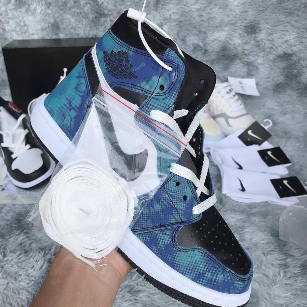 Giày thể thao jordan 1 xanh loang cao cổ, giày jordan High Tie Dye hàng cao cấp đủ size nam nữ