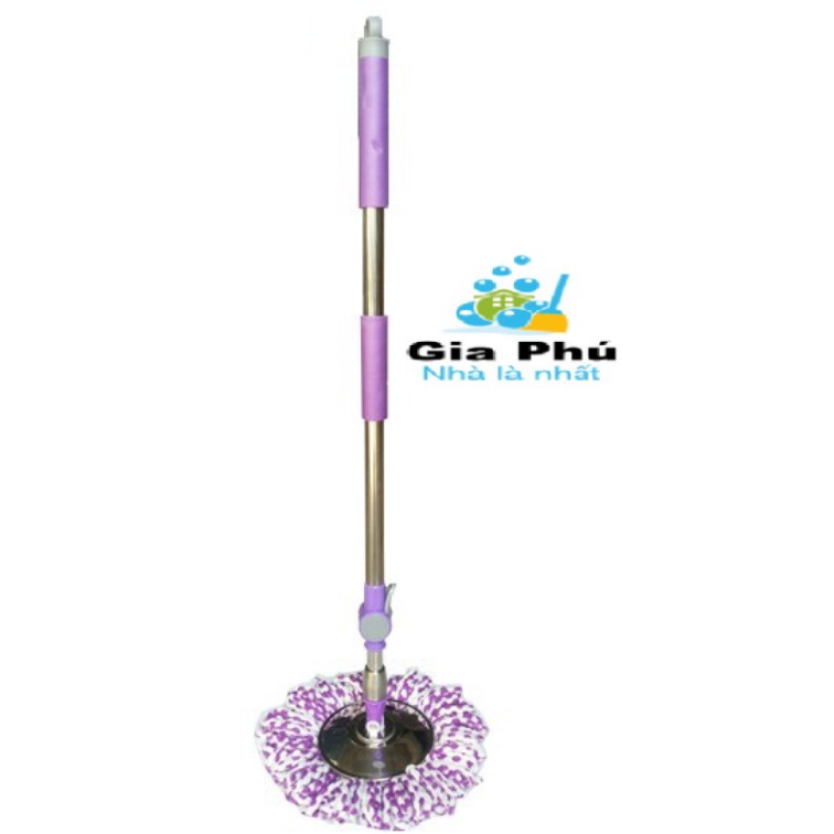 Cây lau nhà 360 độ inox lớn Gia Phú PP7 - mâm inox nhập khẩu 100% ( khóa lật - đã kèm bông lau )