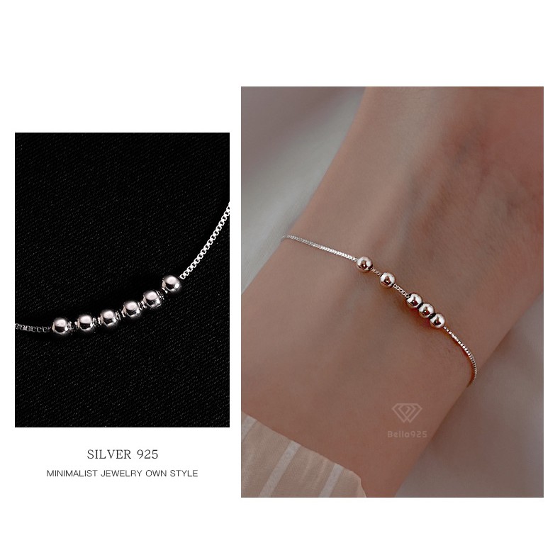 Lắc tay bạc đính bi tròn vòng tay mạ vàng hàng hộp sang trọng Bella925 S010