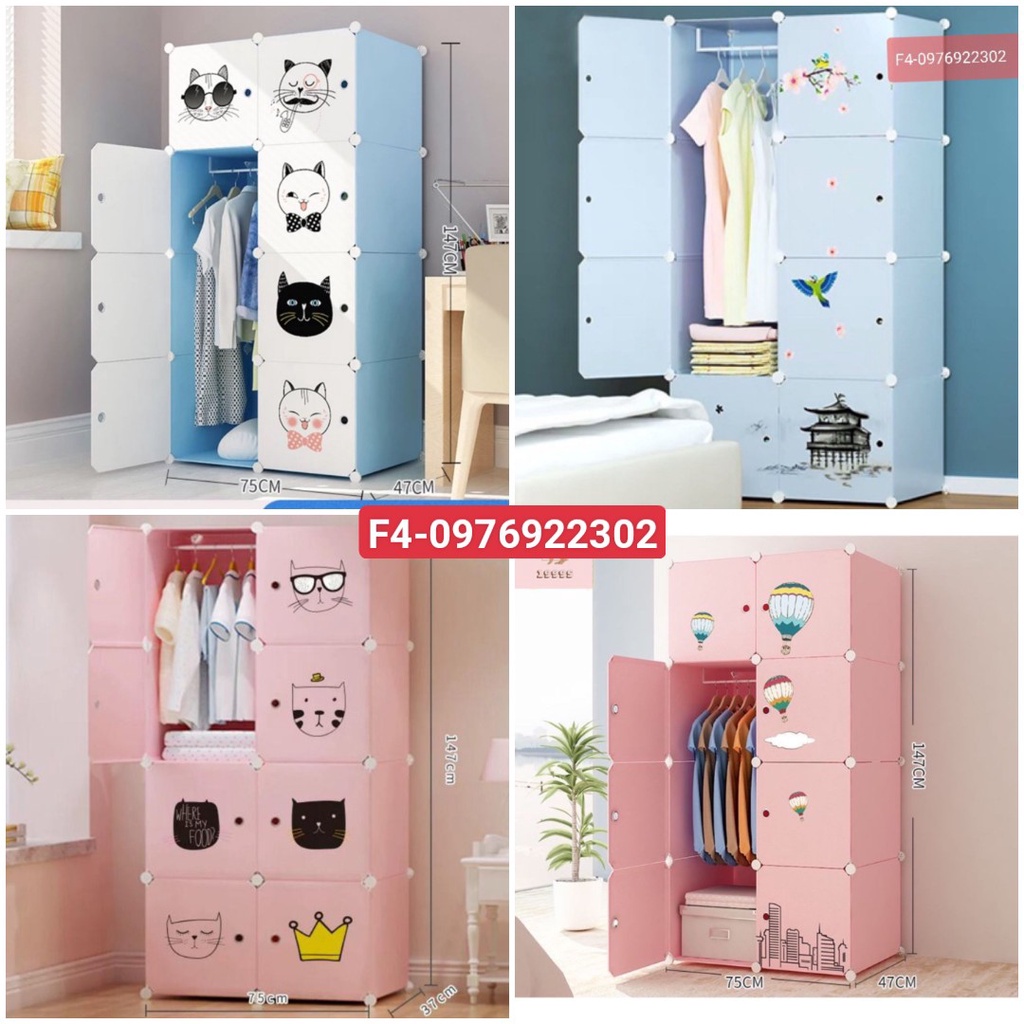 Tủ Nhựa Đa Năng Lắp Ghép Thông Minh 8 ô Sâu 47 cm( chọn hình theo phân loại) bảo hành 1 năm