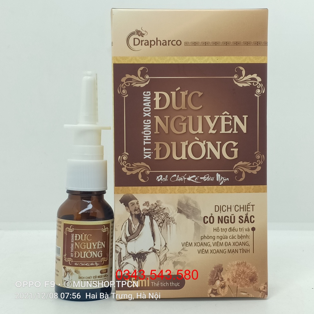 Xịt thông xoang ĐỨC NGUYÊN ĐƯỜNG dịch chiết cỏ ngũ sắc chai 15ml