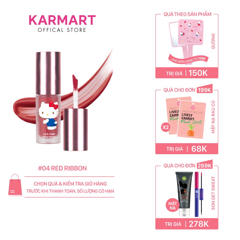 Son Kem Lì Và Má Hồng Hello Kitty Cathy Doll Lip & Cheek Matte Mousse 4g