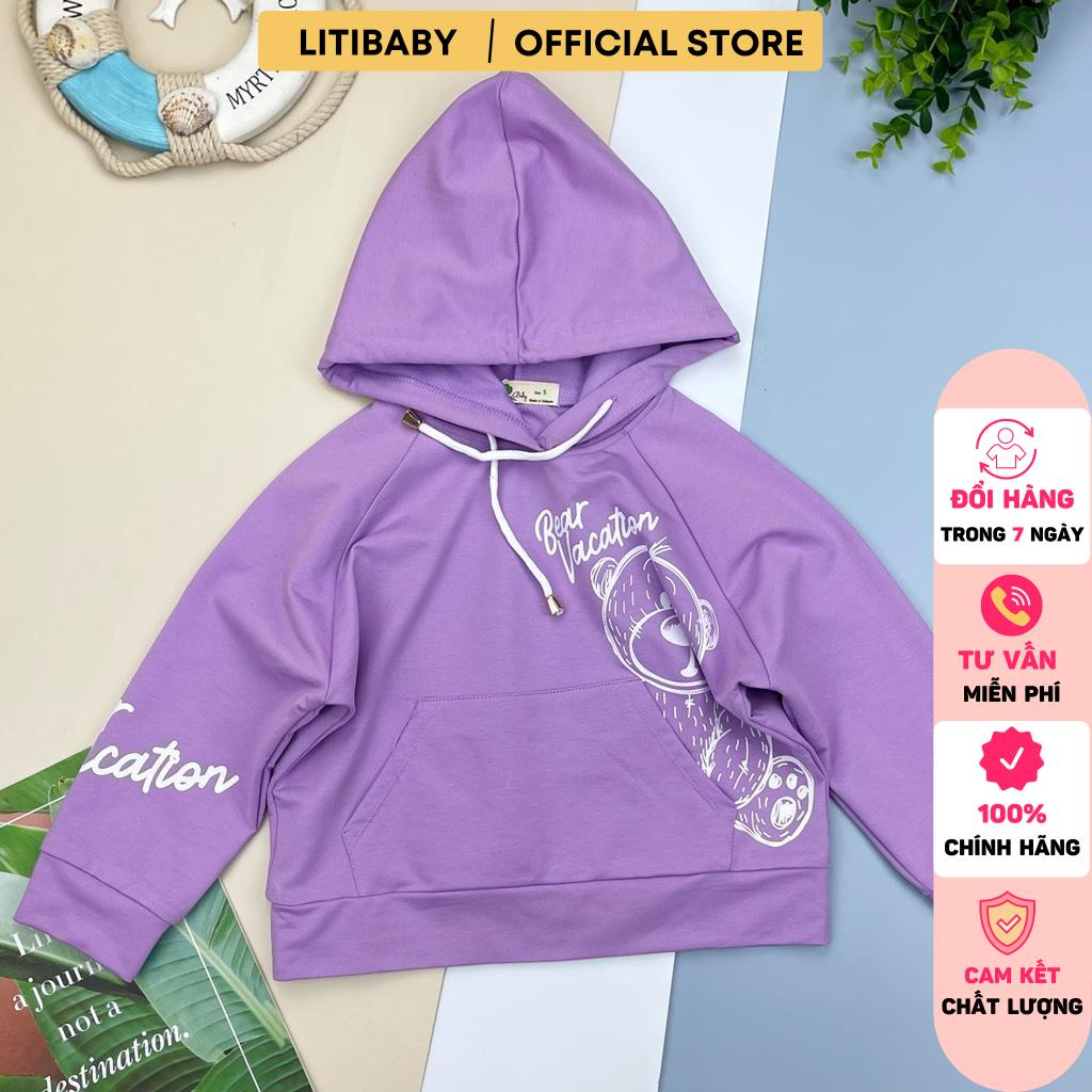 Áo nỉ hoodie in gấu LITIBABY 9/14T