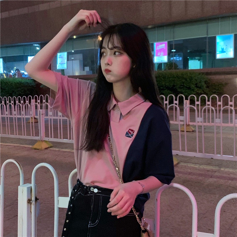 Áo polo Tay Ngắn Cổ POLO Màu Sắc Tương Phản Phong Cách Hàn Quốc Dành Cho Nữ 2022 JL-TX-263