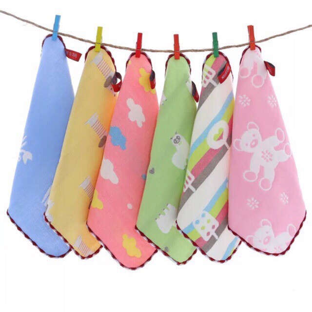 Khăn sữa khăn mặt bo viền sợi tre siêu kute cho bé trai bé gái