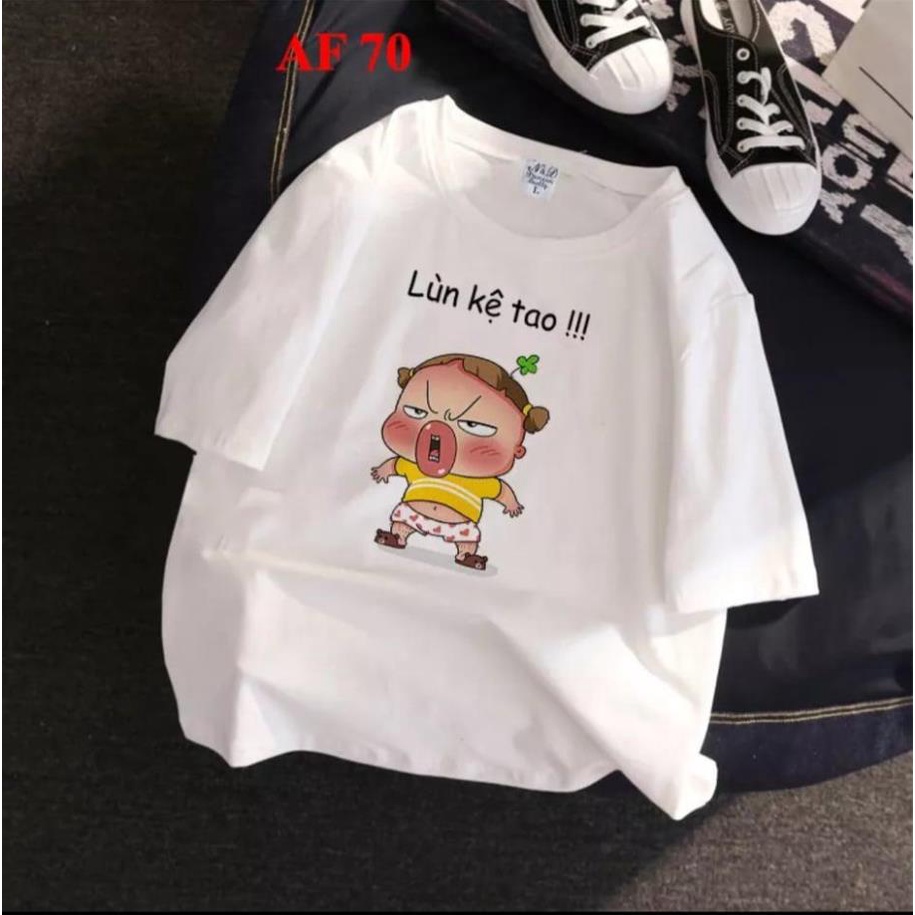 Áo thun nam hàn Quốc form rộng in hình Quỳnh AKA * Lùn Kệ Tao *, vải dày mịn mát