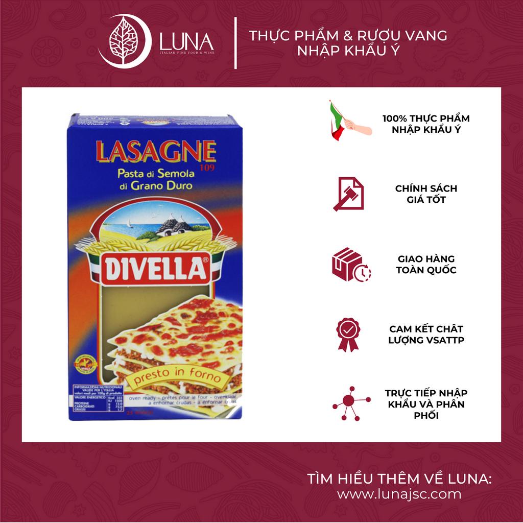 Mì Ý Lasagna DIVELLA hộp 500g [Mỳ Ý Pasta Lasagne Chính Hãng]