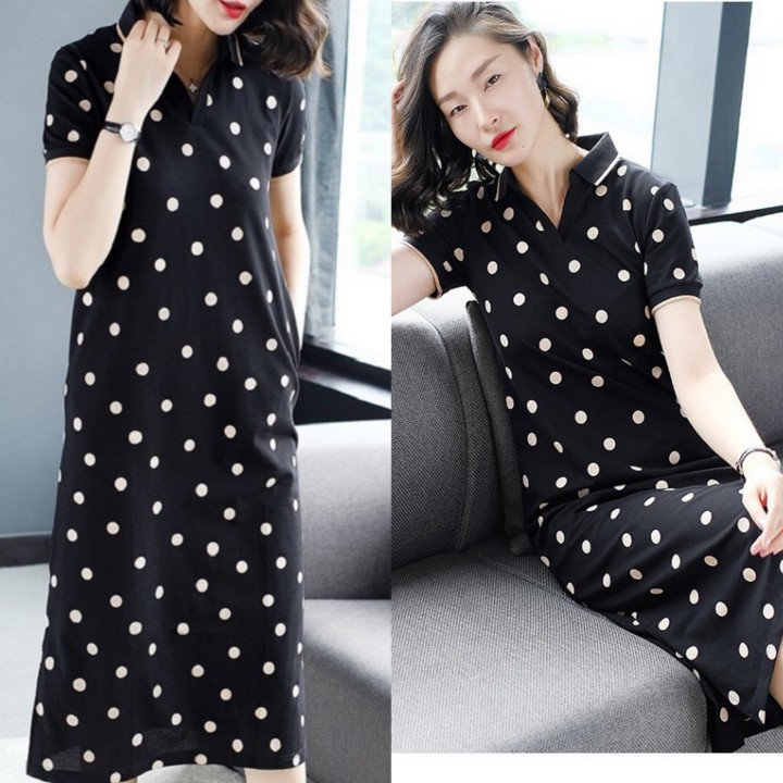 Đầm Thun Dáng Suông Chấm Bi Thể Thao ANN2124 | BigBuy360 - bigbuy360.vn