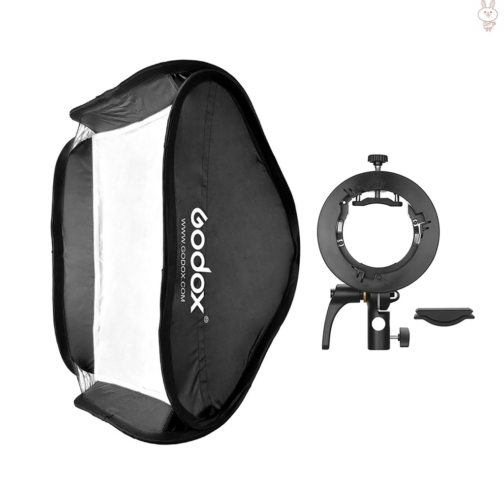 RD Godox 60 * 60cm/24 * 24inch Flash Softbox Diffuser with S2-type Bracket Bowens Mount Carry Bag for Flash Speedlite Compatible with Godox AD200Pro/V1 series/TT350 series/V860Ⅱ series/AD400Pro