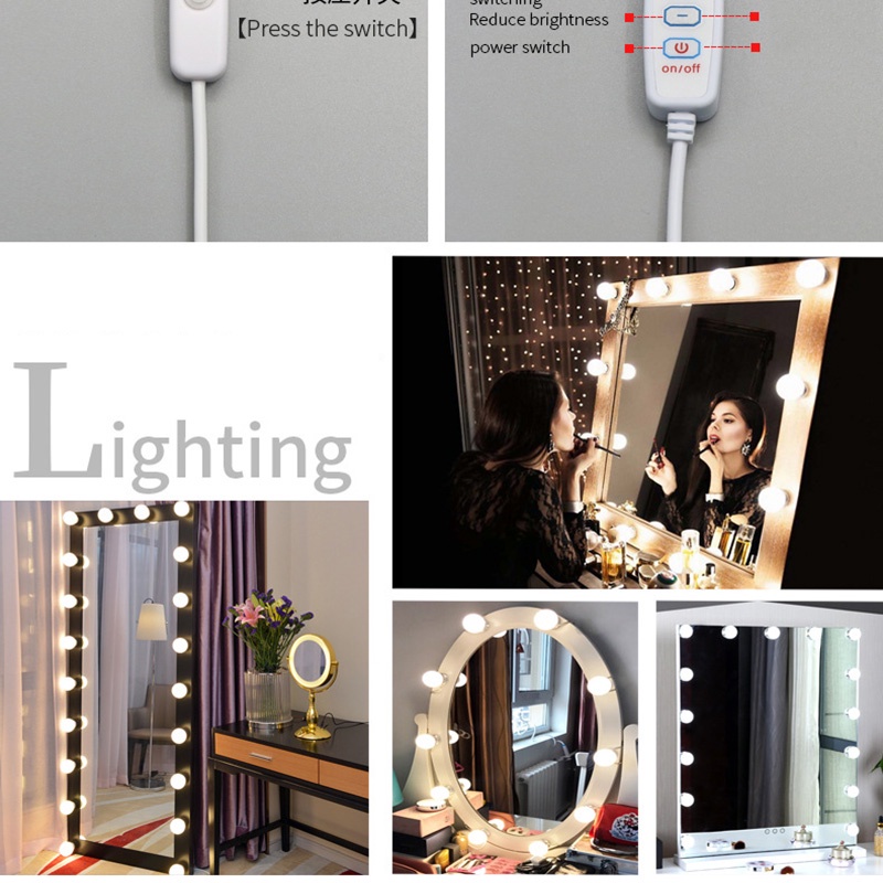 Bộ đèn led gắn gương trang điểm, chuỗi led 12V trang trí gương tủ bếp siêu sáng