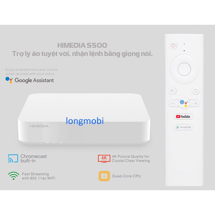 HIMEDIA S500 - ANDROID TV BOX CAO CẤP, HỆ ĐIỀU HÀNH ANDROID 9.0 NGUYÊN GỐC