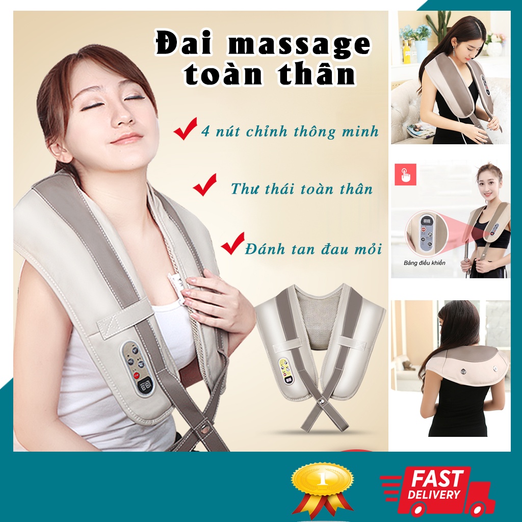 Máy massage đấm lưng vai cổ gáy, đai massage toàn thân cao cấp - Bảo Hành 12 tháng SELL SMART