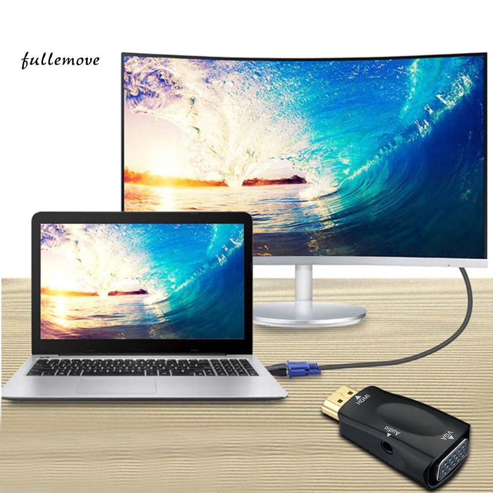 Bộ Chuyển Đổi Hdmi 1080p Sang Vga Kèm Cáp Âm Thanh Cho Máy Chiếu / Máy Chiếu / Hộp Đựng