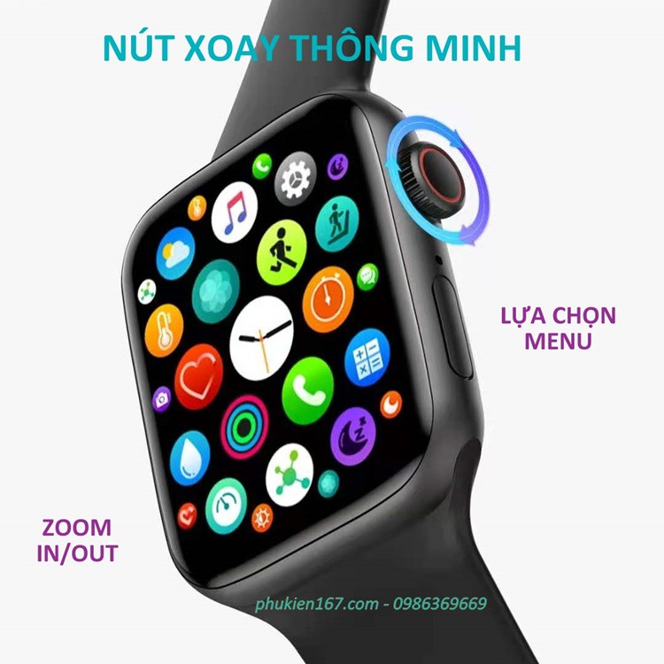 [SMART WATCH HW12] Đồng hồ thông minh HW12 - Thay hình nền - Seri 6, 40mm - Màn hình tràn viền - Nút xoay - Chống nước