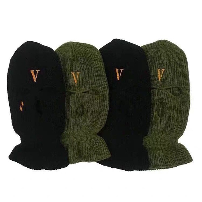 Mũ Beanie Dệt Kim 3 Lỗ In Chữ V Phong Cách Hip hop Cho Nam Nữ