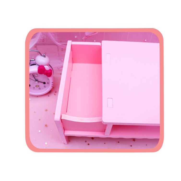 Bàn để laptop mini màu hồng PINK050 [FREESHIP] Pink Xinh Decor nhiều ngăn tiện dụng bàn gỗ pha nhựa