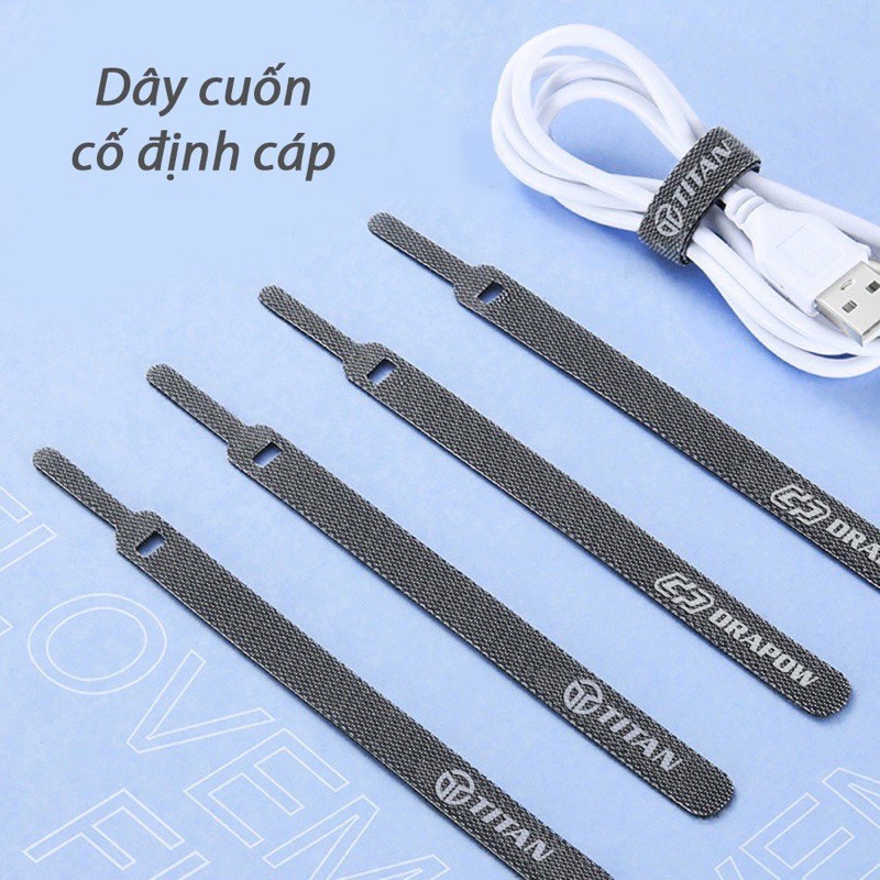 Bộ 2 Dây cuốn cố định cáp sạc tai nghe dây điện dây chuột bàn phím đa năng tiện dụng cho gia đình, gọn gàng, chống rối