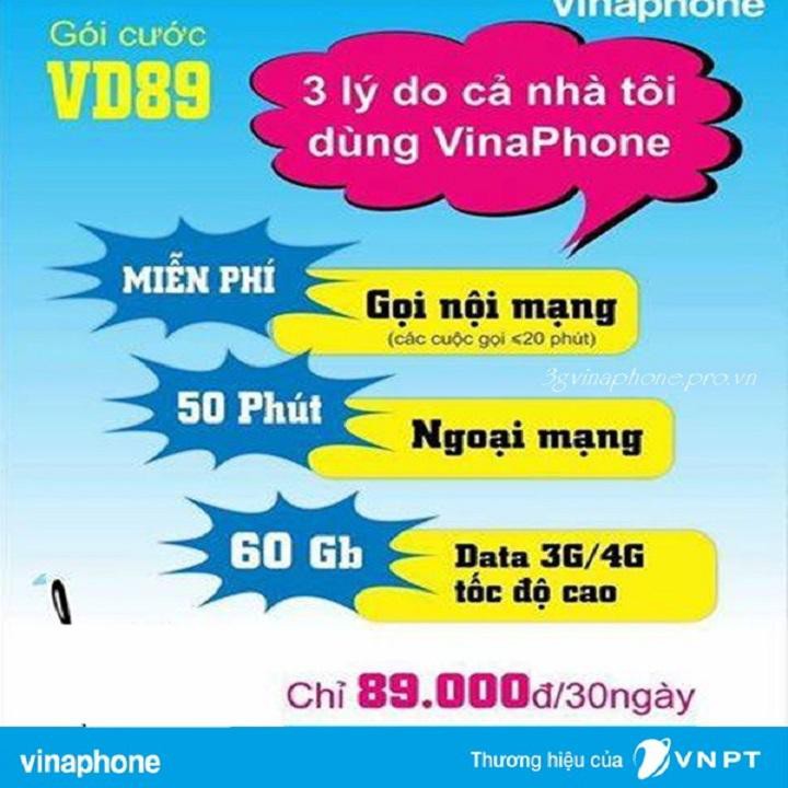 Sim gói cước vd89 - Sim Vina 4G - giá rẻ bất ngờ
