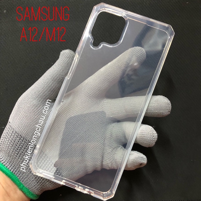 Ốp Lưng Samsung A12 / M12 Chống Sốc Viền Vuông Bảo Vệ Camera Dẻo Trong Suốt
