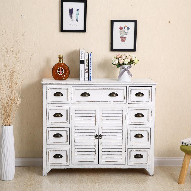 Tủ đựng bản vẽ bằng gỗ nguyên khối cũ retro phong cách Mỹ phòng khách lưu trữ đồ ngủ có ngăn kéo châu Âu