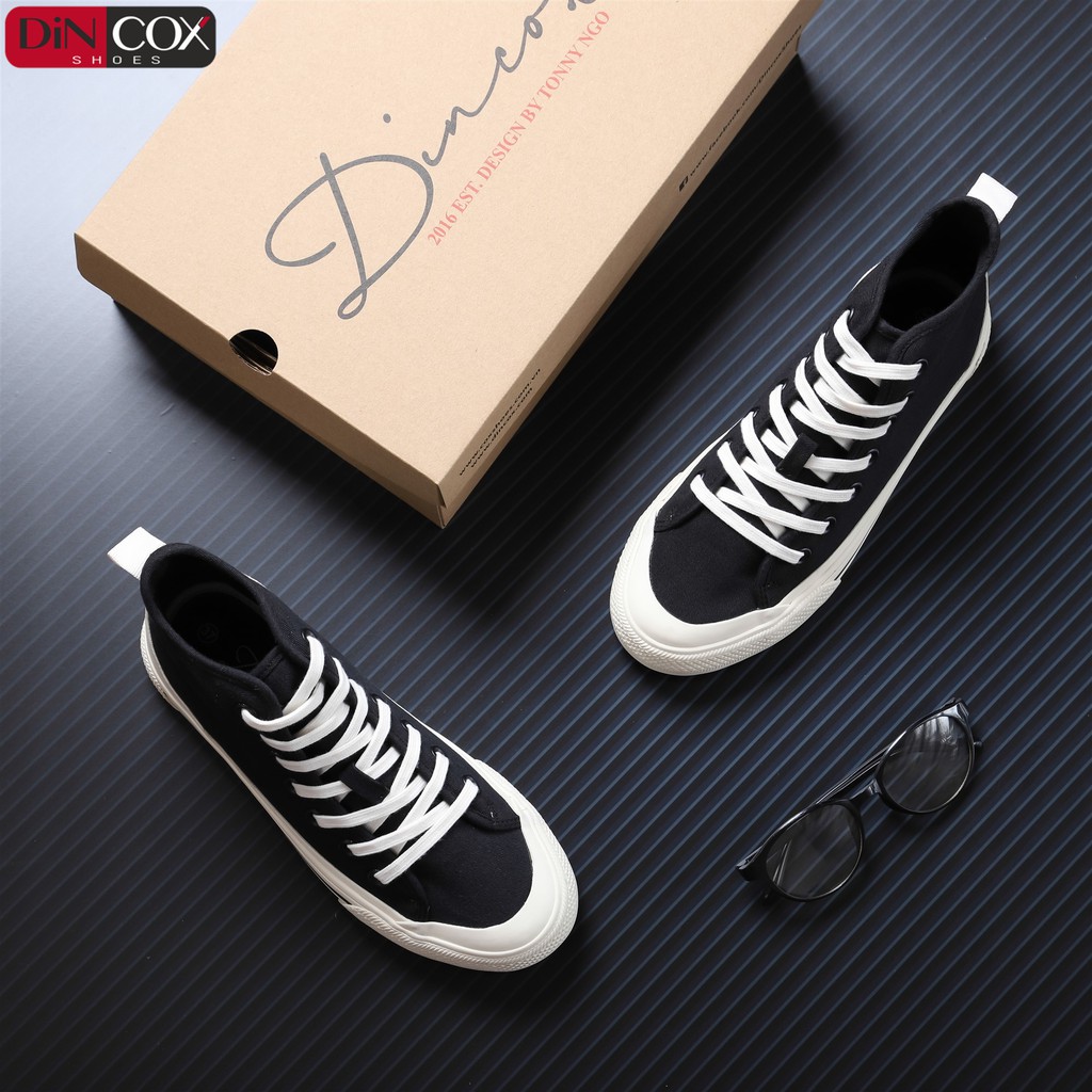 Giày Sneakers Nữ Cổ Cao DinCox  D09 BLACK