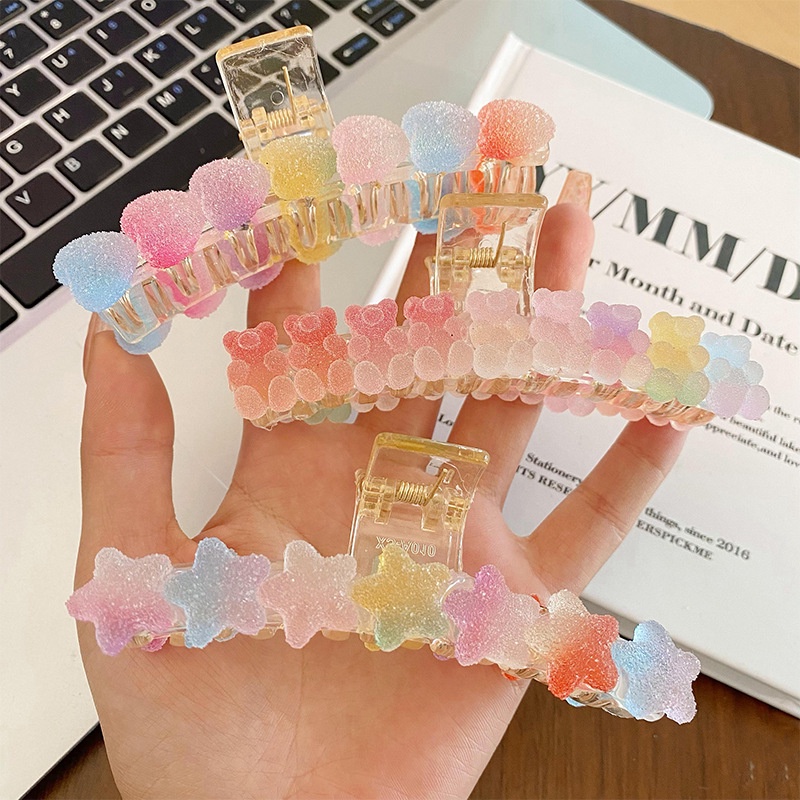 Kẹp Tóc Màu Kẹo Ngọt Họa Tiết Trái Tim Dễ Thương Bắt Mắt