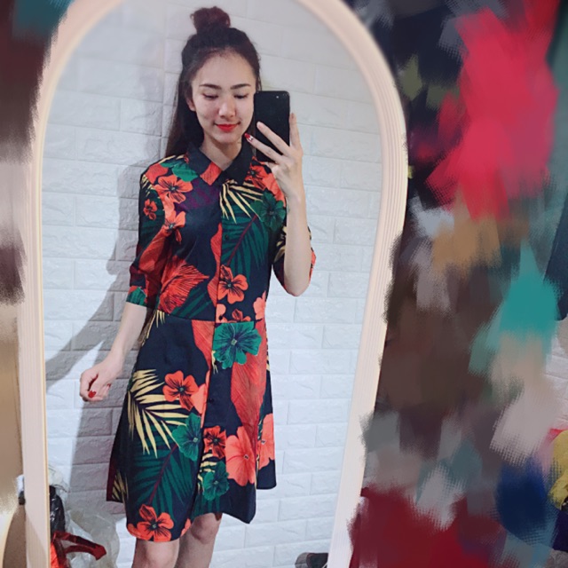 Ảnh thật váy zara hoa xuất