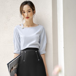 Áo sơ mi nữ cổ thuyền_OLLY_OBA20.007
