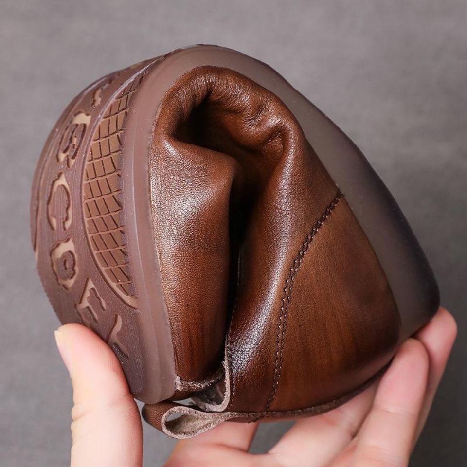 Giày Oxford Da Thật Đế Mềm Phong Cách retro Cho Nữ