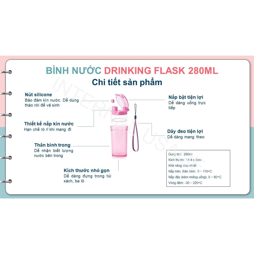 Bình nước Drinking Flask Gen II 280ml Tupperware